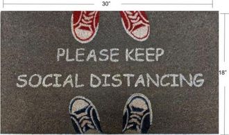 Imports Decor Social Distancing Door Mat, Funny Warning Coir Doormat with Anti-Slip Backing for Entryway