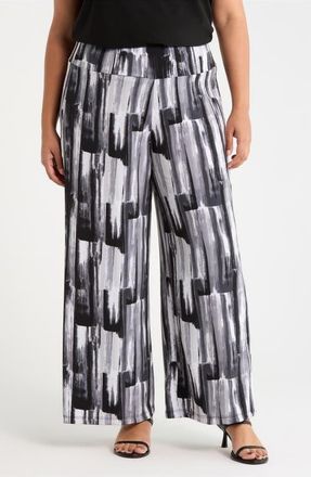 Vikki Vi Abstract Print Wide Leg Pants in Brushstroke at Nordstrom, Size 0 X