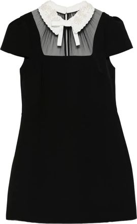 Self Portrait Mini-jurk met kraag met kralen - Zwart