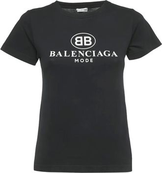 Balenciaga T-shirt in cotone con logo - Nero