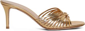 Gianvito Rossi leather-trimmed knotted mules - Goud