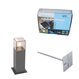 QAZQA Qazqa + Moderno L&aacute;mpara De Exterior 30 Cm Antracita Con Piqueta Y Manga De Cable - Denmark Aluminio /pl&aacute;stico Rectangular Adecuado Para Led Max. 1 X 1