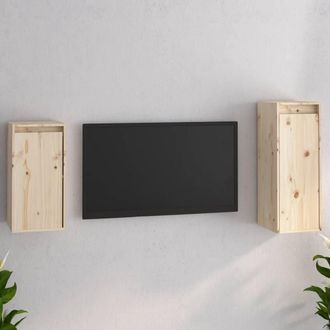 Berkfield Home TV Cabinets 2 pcs Solid Wood Pine in Brown