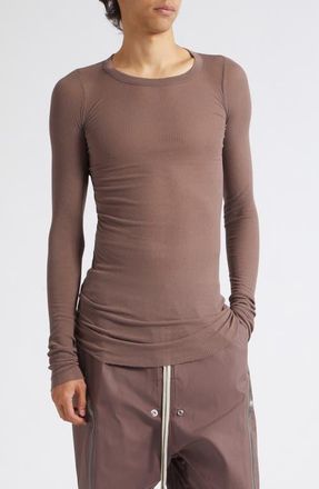 Rick Owens Rib Long Sleeve T-Shirt in Grape at Nordstrom, Size X-Large