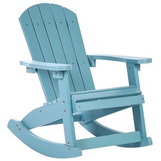 Beliani Silla Mecedora De Jard&iacute;n Infantil Para Ni&ntilde;os De Madera Pl&aacute;stica De Exterior Azul Claro Adirondack