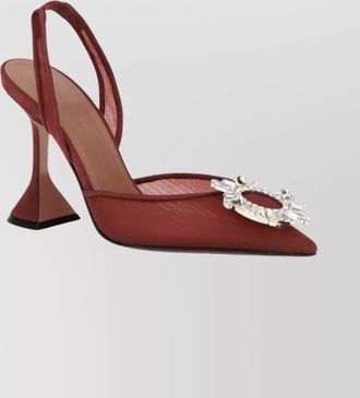 Amina Muaddi mesh slingback pumps pointed toe design