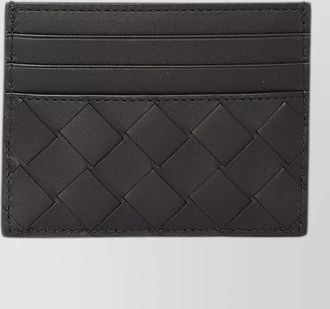 Bottega Veneta intreccio leather pattern compact cardholder