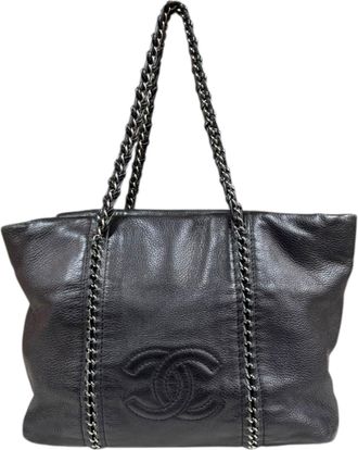 Chanel Black Leather Tote Bag (Pre-Owned)