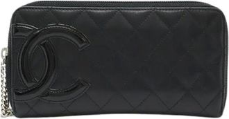 Chanel Pre-owned Wallets, female, Black, Size: ONE SIZE Pre-owned Cambon Line Coco Mark Zip Wallet Black Pink