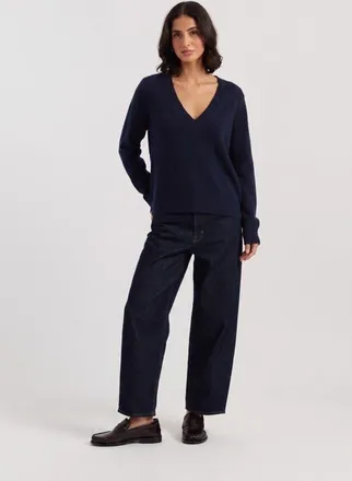 Chinti and Parker Wool-Cashmere V-Neck Sweater in Navy at Nordstrom, Size X-Large