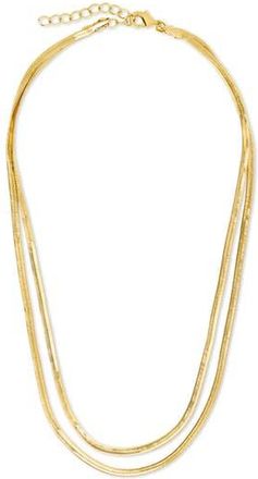 Sterling Forever Double Row Herringbone Chain Necklace in Gold at Nordstrom Rack