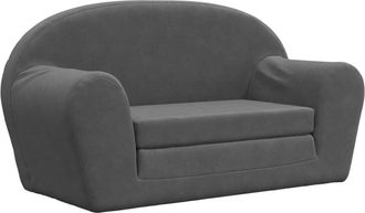vidaXL Sof&aacute; Cama De Ni&ntilde;os 2 Plazas Felpa Suave Gris Antracita Vidaxl