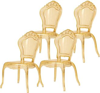 Biscottini International Set 4 Sillas De Policarbonato Transparente Silla De Cocina/sala De Estar Sillones De Pl&aacute;stico Para Comedor Sill&oacute;n Dormitorio