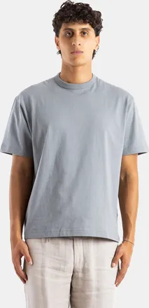 Handvaerk Mens Oversized Crewneck Pima Cotton T-Shirt Grey Blue Gray T-Shirts And Polos