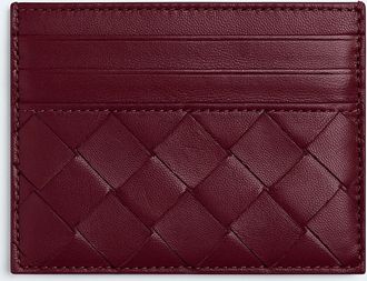 Bottega Veneta Intrecciato Credit Card Case - Bordeaux - Woman - 100% Lambskin