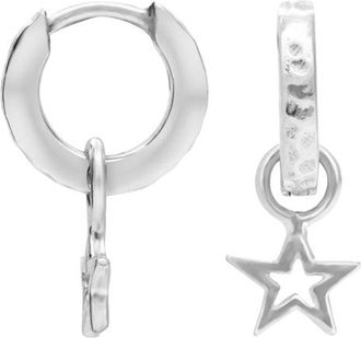 Dower & Hall Hammered Star Charm Huggie Hoops
