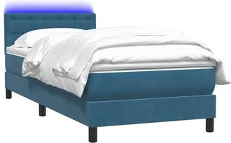 vidaXL Cama Box Spring Con Colch&oacute;n Terciopelo Azul Oscuro 90x210 Cm Vidaxl