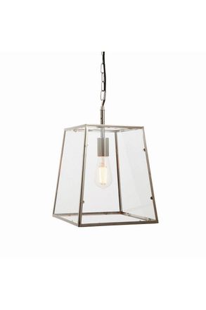 Netlighting Hurst Pendant Bright Nickel Plate & Clear Glass 1 Light Dimmable IP20 E27 in Grey