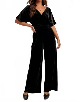 Hem & Thread Midnight Velvet Jumpsuit In Black