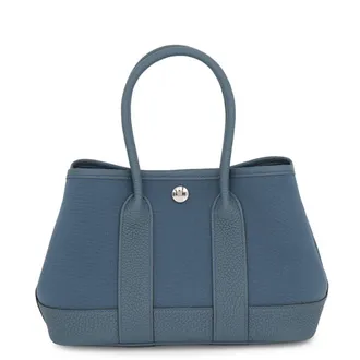 Herm&egrave;s Blue Toile Officier Negonda Leather Tote Bag