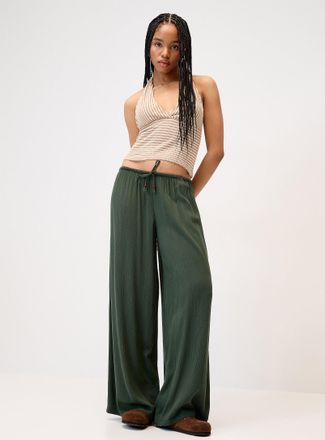 Twik Womens Crinkled elastic-waist wide-leg pant