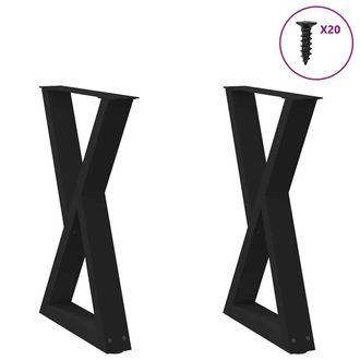 Berkfield Home Dining Table Legs 2 pcs Black 50x(72-73.3) cm Steel