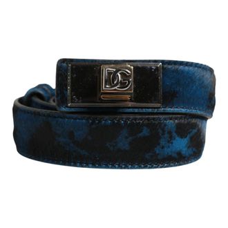 Dolce & Gabbana Belts, male, Blue, Size: ONE SIZE Calf Leather Logo Metal Buckle Belt