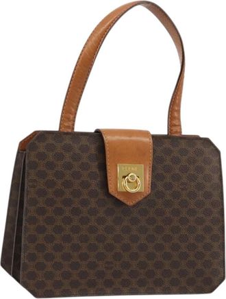 Celine Vintage Macadam Canvas Brown Canvas Handbag (Pre-Owned)