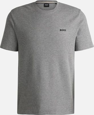 HUGO BOSS Mens BOSS Regular Fit Waffle T-Shirt, Medium Grey - Size: 36