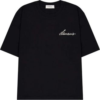 Laneus Jersey Slogan T-Shirt 100% Katoen - Heren - T-shirts - Zwart - L - Katoen - Tops
