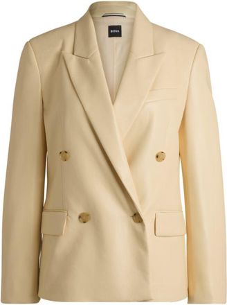 BOSS Regular-fit double-breasted blazer in faux leather