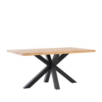 Koketto Home Mesa de comedor de 180cm con tablero de roble y patas negras
