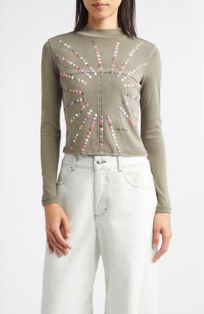 ECKHAUS LATTA Lapped Appliqu&eacute; Cotton Baby Tee in Flash at Nordstrom, Size X-Small