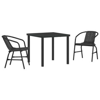 Berkfield Home 3 Piece Garden Dining Set Black Poly Rattan