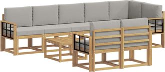 vidaXL Conjunto De Sof&aacute;s De Exterior 9 Uds. Blanco Y Gris Claro Vidaxl
