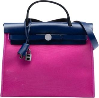 Herm&egrave;s Pre-owned Handbags, female, Pink, Size: ONE SIZE Pre-owned Canvas Shoulder Bag