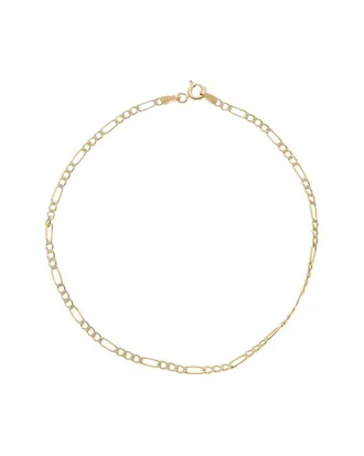 Italian Gold, Inc 10K 2.25Mm Pave Semi-Solid Figaro Anklet
