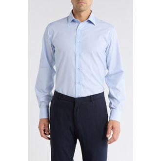 Lorenzo Uomo Trim Fit Vertical Stripe Cotton Dress Shirt in Light Blue at Nordstrom Rack, Size 14.5 - 32