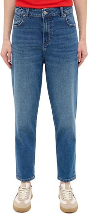 Mustang Mom-Jeans MUSTANG Damen Style Charlotte Tapered, Damen, Gr. 28, L&auml;nge 34, blau (681 mittelblau), Denim/Jeans, 99% Baumwolle, 1% Elasthan, unifarben, b