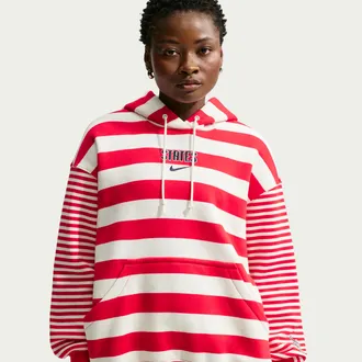 Nike USMNT Phoenix Fleece Nike Womens Soccer Oversized Pullover Hoodie in White | II7607-133