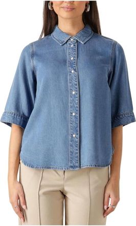 Object Denim Top voor Vrouwen - Dames - Spijkeroverhemden - Blauw - XS - Denim - Overhemden