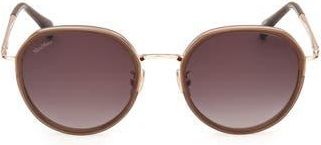 Max Mara 54mm Round Sunglasses in Shiny Light Brown /Smoke at Nordstrom Rack