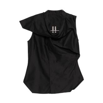 Rick Owens Sleeveless Tops, female, Black, Size: S Draped Sleeveless Top