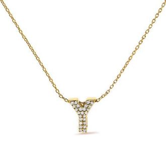 House of Brilliance 10K Gold Diamond Accent A-Z Initial Bubble Pendant Necklace in Yellow | Y at Nordstrom