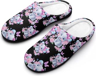 Generic Cute Elephant with Balloon Cotton Slippers for Women Indoor Outdoor Slipper Slip-On Memory Foam Home Shoes