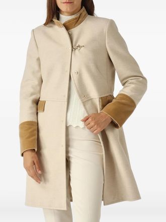 Fay hook-detail single-breasted coat - Neutrals