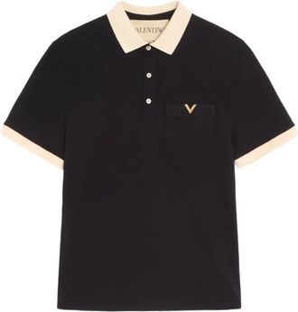 Valentino Polo Jersey VGold - Heren - Polos - Zwart - L - Katoen - Tops