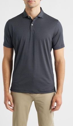 Johnnie-O Beau Stripe Performance Polo in Black at Nordstrom, Size Xx-Large