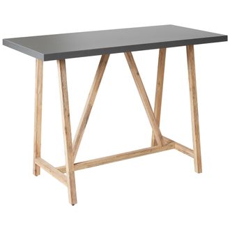 Beliani Beliani - Mesa De Jard&iacute;n De Hormig&oacute;n 140 X 70 Cm Exterior Tablero De Fibrocemento Gris Patas De Madera Clara Talamone