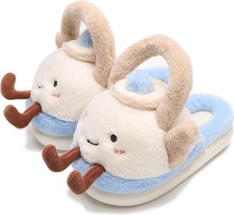 Generic Womens Teapot Fuzzy Slippers Open Back & Closed Back Cute Plush House Shoes, Non-Slip Indoor Outdoor Winter Cartoon Scuff Slippers for Y2k Aesthetic,O